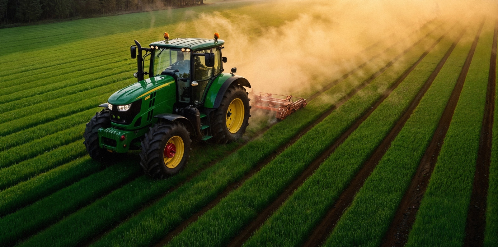 john deere tractor in field